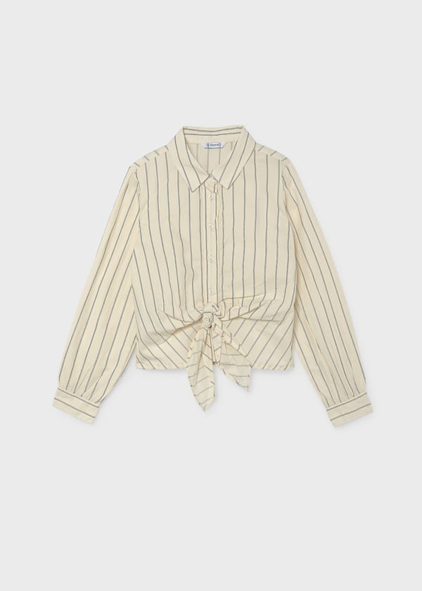 Tie-Front Striped Blouse