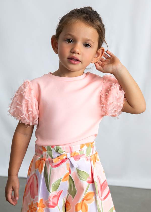 Mayoral Usa Inc Tulle Puff Sleeve Top in Blossom - Little Miss Muffin Children & Home
