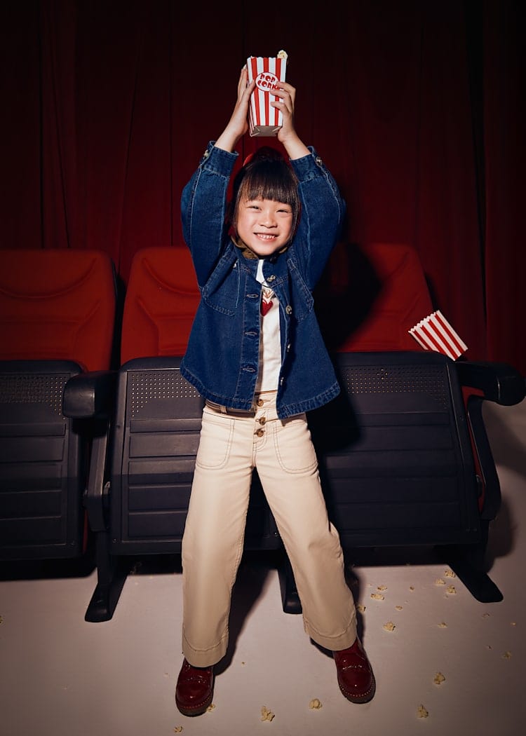 girls twill khaki patch pocket pants