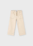 beige girls twill patch pocket pants