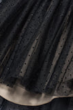 Abel & Lula Flocked Tulle Skirt with Asymmetrical Hem