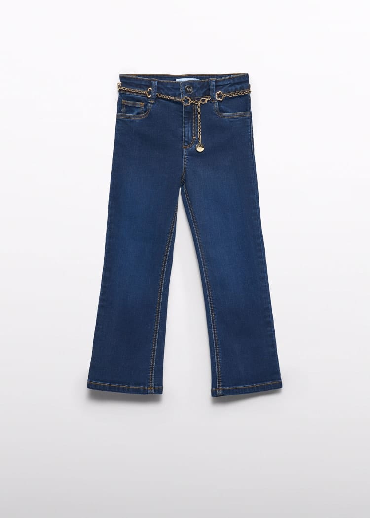 Abel & Lula Abel & Lula Flared Jeans with Chain Belt - Little Miss Muffin Children & Home