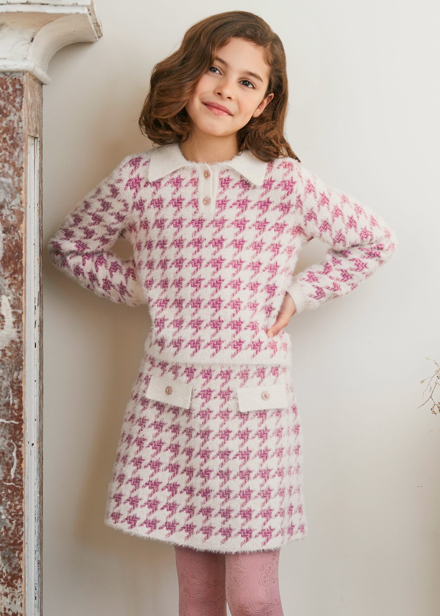 Abel & Lula Abel & Lula Houndstooth Knit Skirt Set - Little Miss Muffin Children & Home
