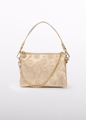 Abel & Lula Embossed Logo Handbag in Gold