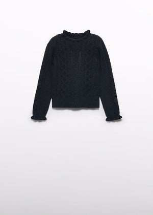 Abel & Lula Knit Sweater with Ruffled Mock Neck