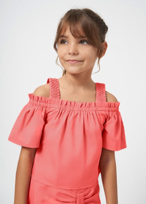 Mayoral Usa Inc Mayoral Girls Off the Shoulder Poplin Top - Little Miss Muffin Children & Home