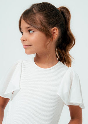 Mayoral Usa Inc Mayoral Chiffon Flutter Sleeve Ribbed T-Shirt - Little Miss Muffin Children & Home