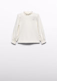 Abel & Lula Ruffled Neck Sweater in Off White