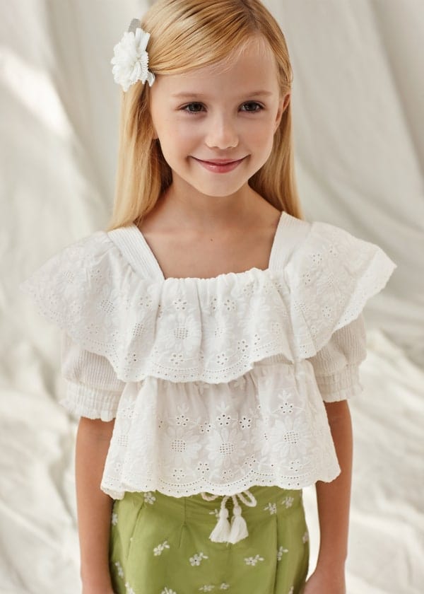 Mayoral Usa Inc Mayoral Ruffled Eyelet Top - Little Miss Muffin Children & Home