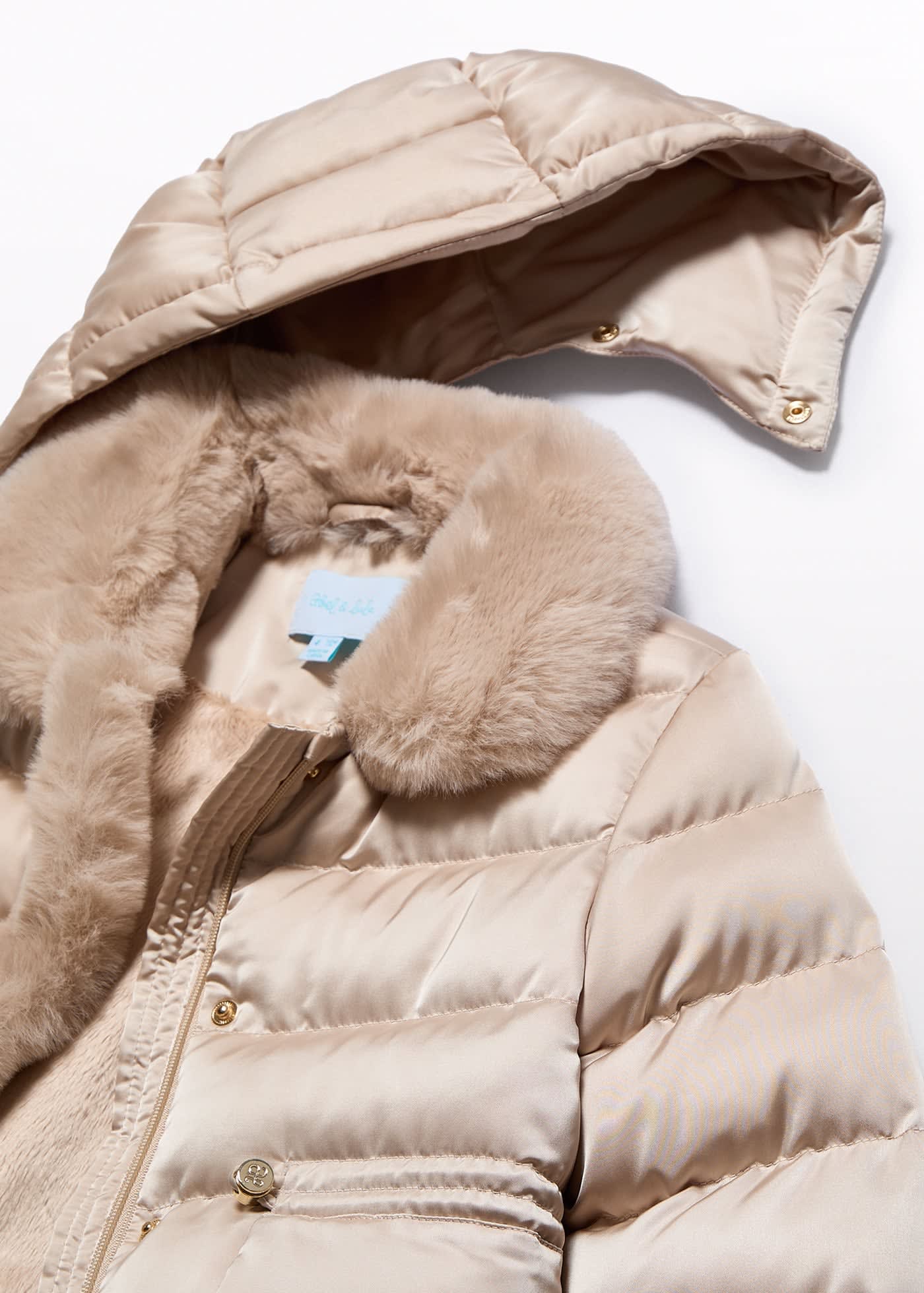 Abel & Lula Abel & Lula Quilted Satin Coat with Faux Fur Collar - Little Miss Muffin Children & Home