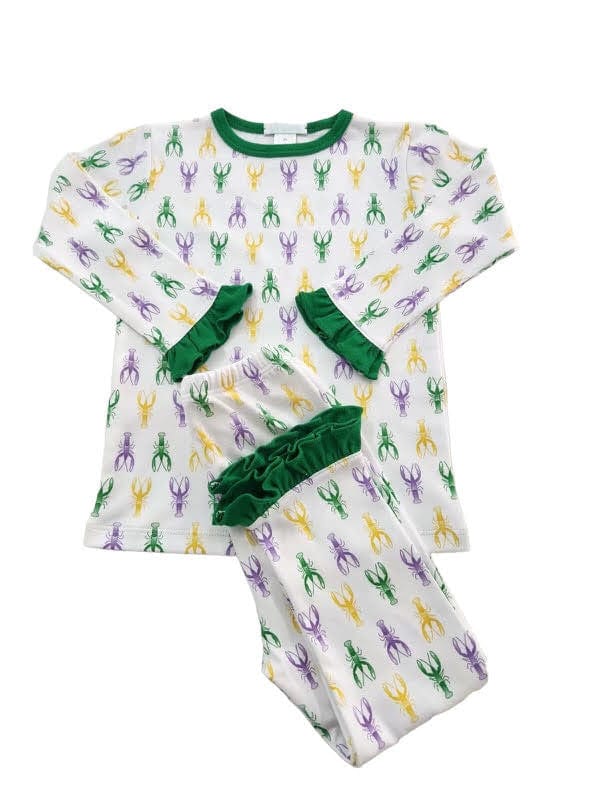 Lulu Bebe Lulu Bebe Mardi Gras Crawfish Girl 2pc Pajamas - Little Miss Muffin Children & Home