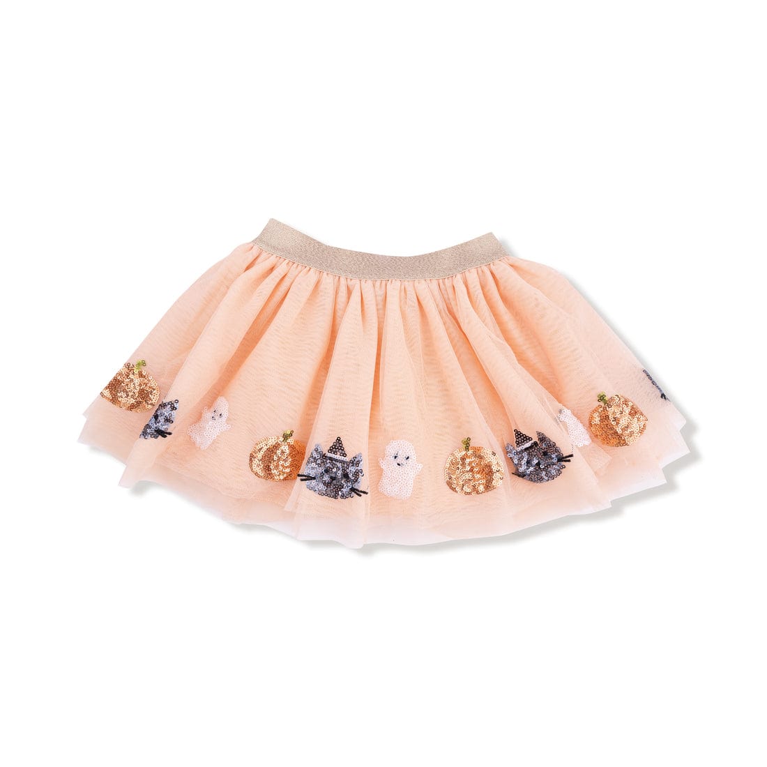 girls orange tulle skirt with halloween pumpkins