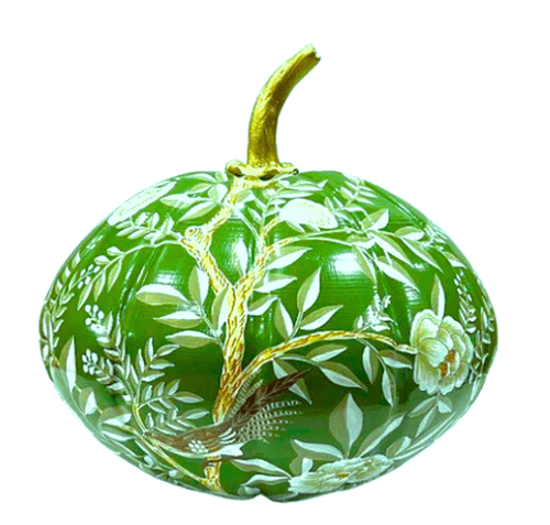 green chinoiserie decorative pumpkin