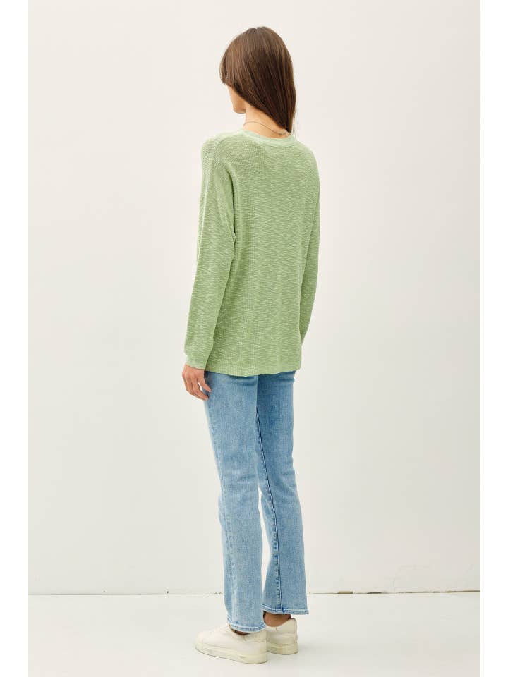 Lightweight Cotton Slub Sweater in apple mint