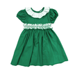 green smocked holiday dress