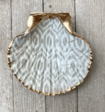 Decoupage Ceramic Oyster Shells, Grey Ikat