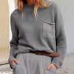 mock neck knit sweater in grey