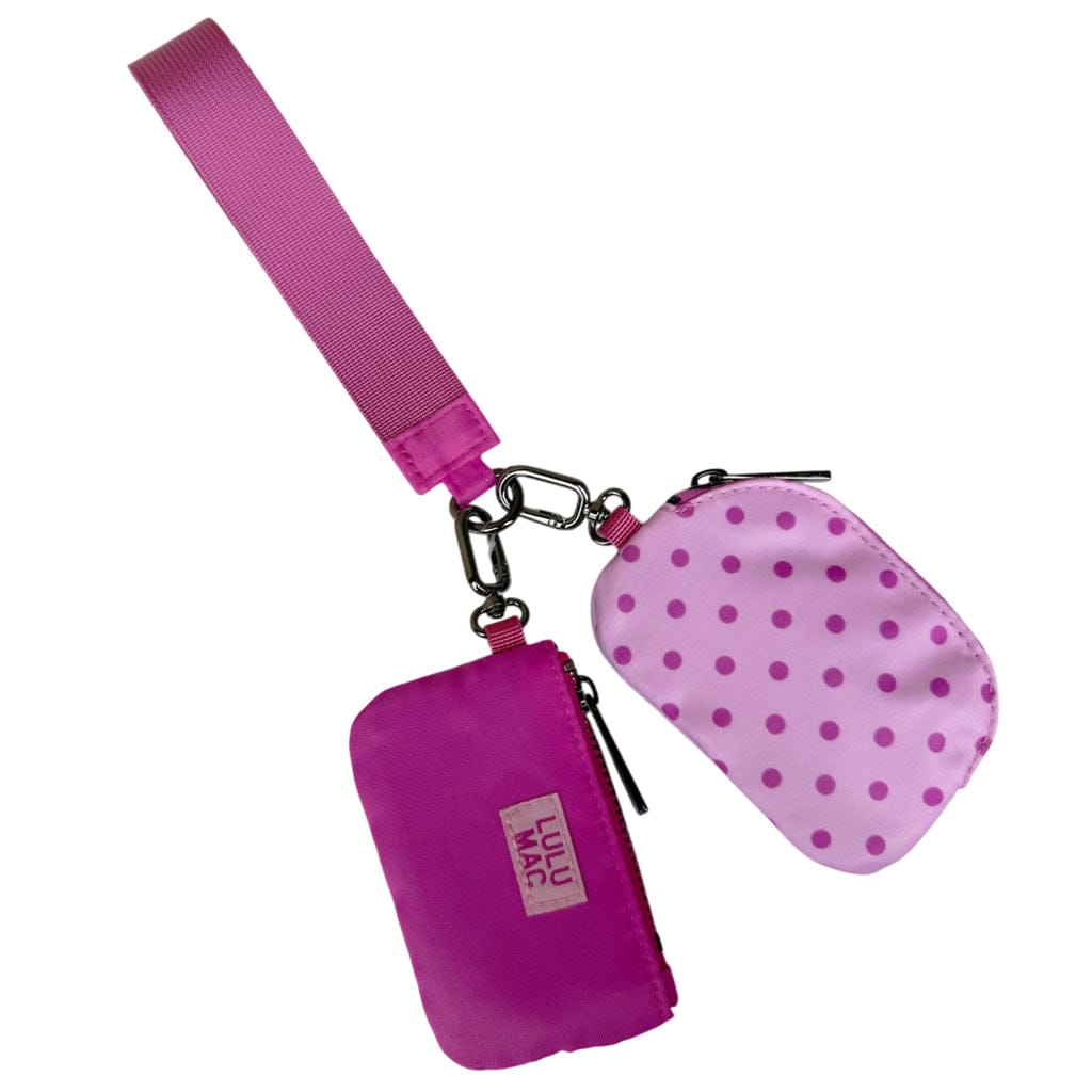 Pink/Hot Pink Dots Lulu Mac Double Pouch Wristlet