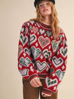 red wine heart shaped sweater
