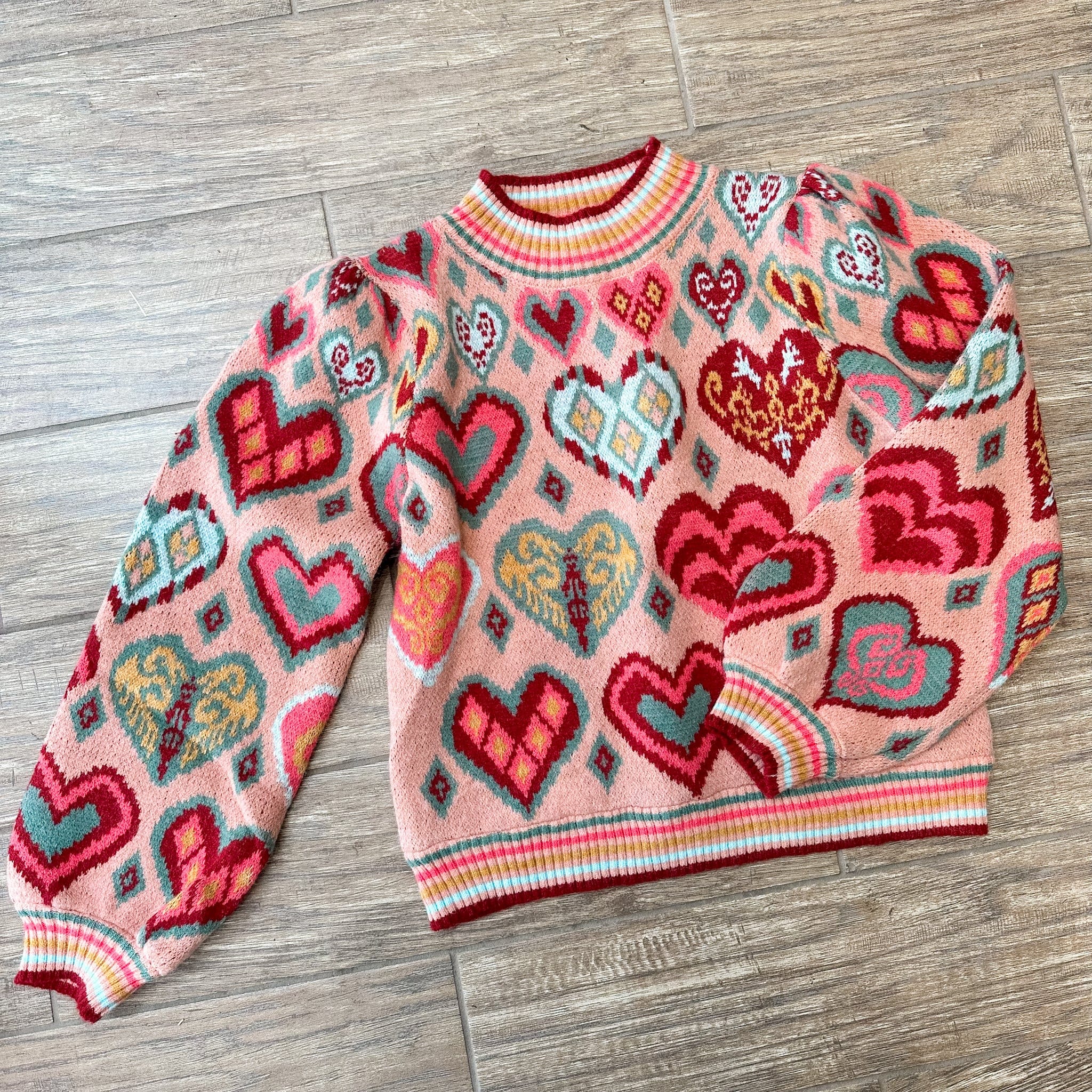 pink heart sweater 