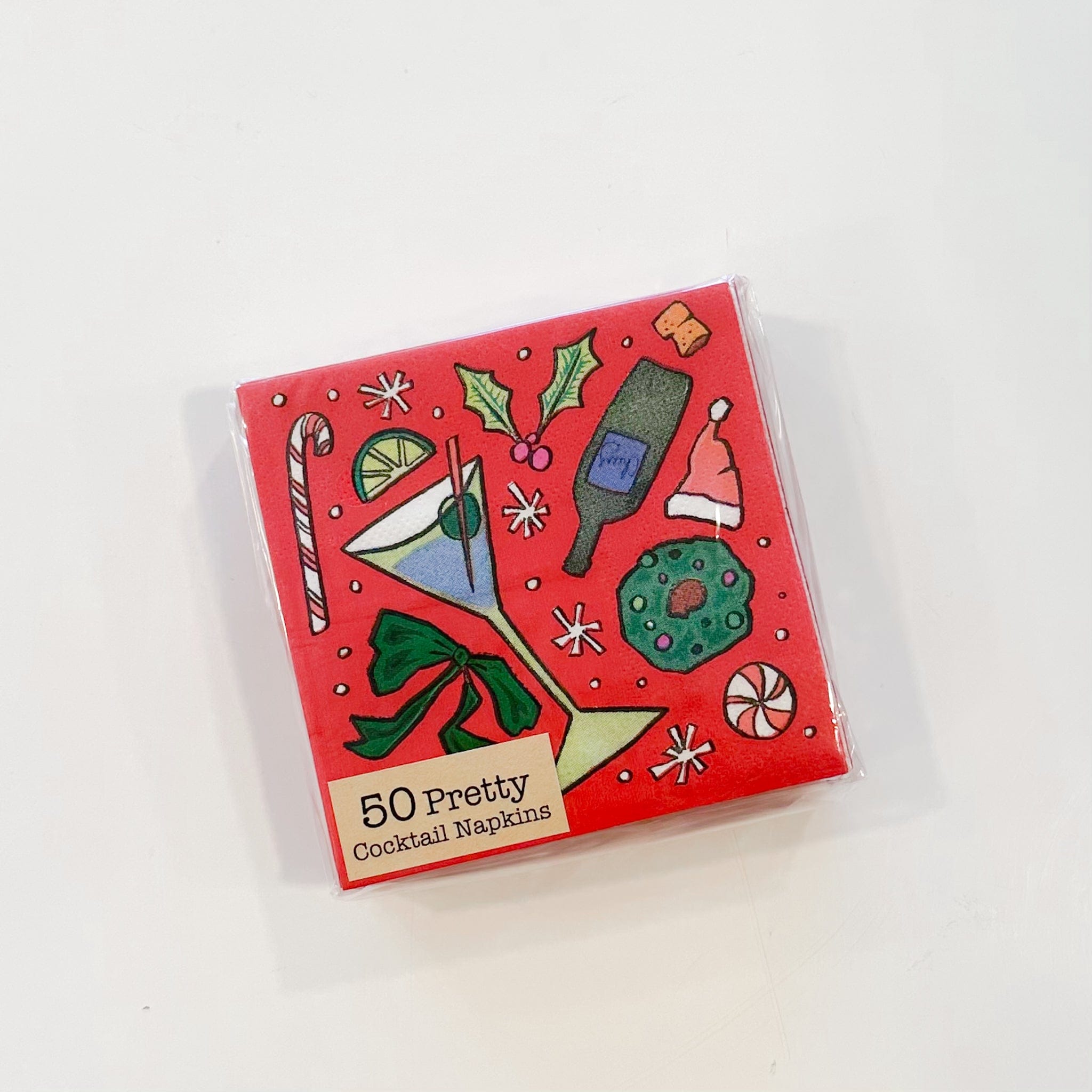 red holiday festive cocktail napkins