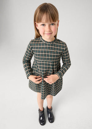 Mayoral Usa Inc Mayoral Houndstooth Dress in Bottle Green for Girls - Little Miss Muffin Children & Home