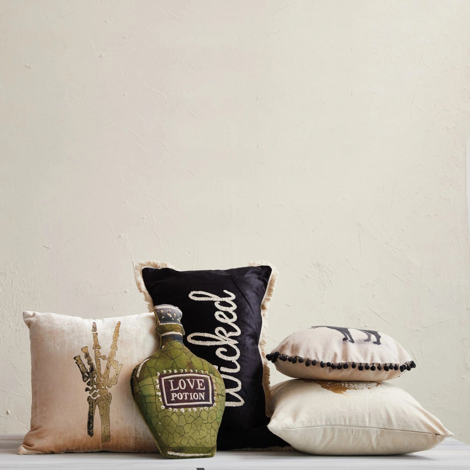 Creative Co-op Creative Co-op Wicked Cotton Velvet Lumbar Pillow with Embroidery & Fringe - Little Miss Muffin Children & Home