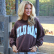 Women's Lulu Mac Brown/Light Blue Embroidered Logo Sweatshirt