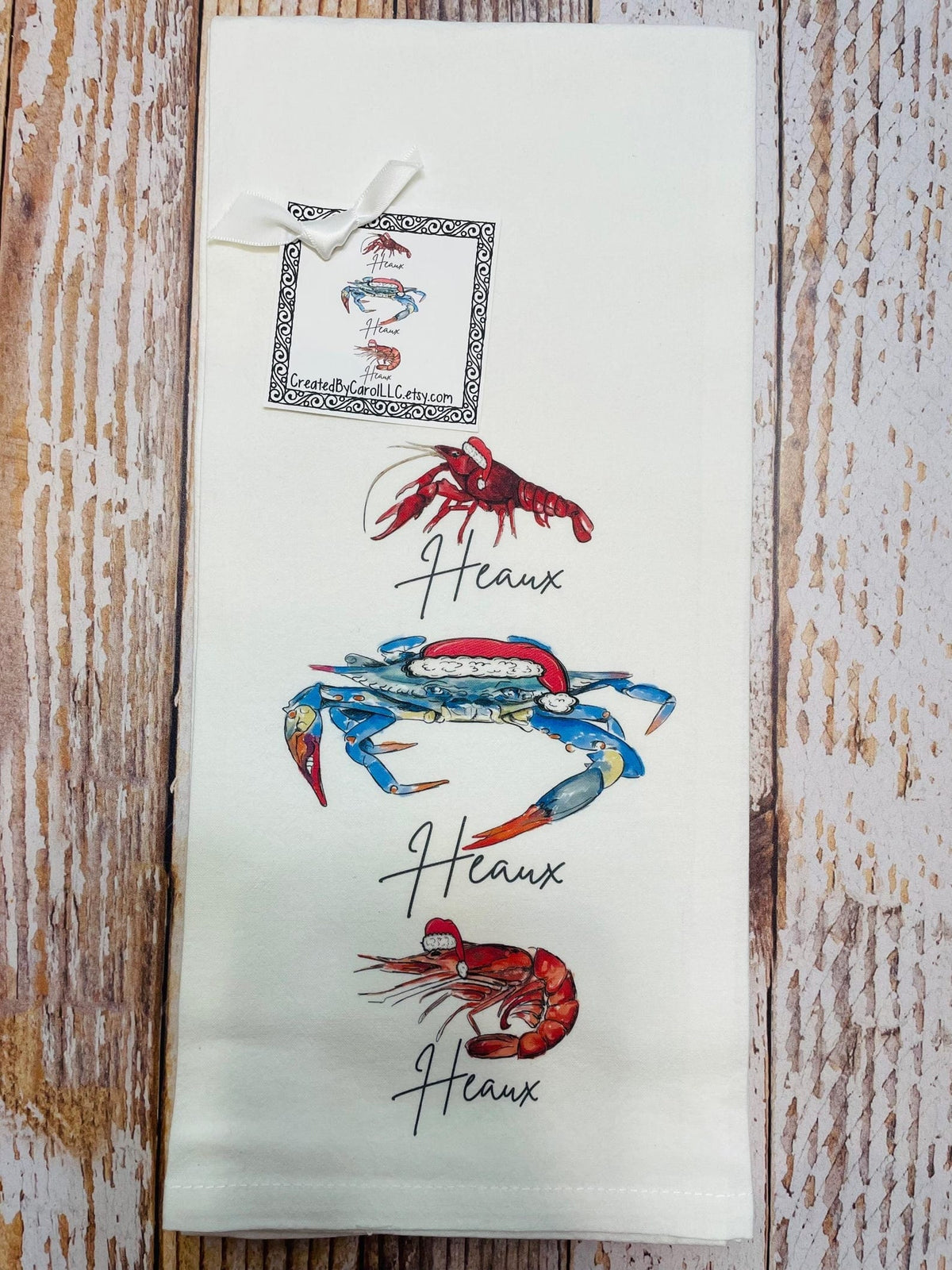 Heaux Heaux Heaux Crawfish Crab and Shrimp Towel