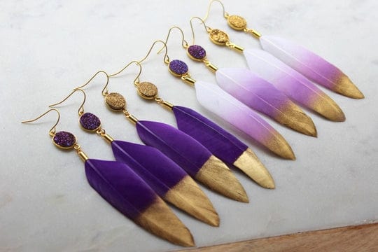 Laalee Jewelry Laalee Jewelry Purple & Gold Gameday Feather Earrings - Little Miss Muffin Children & Home