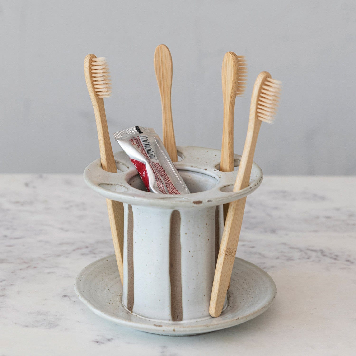 Creative Co-Op Creative Co-op Stoneware Toothbrush Holder - Little Miss Muffin Children & Home