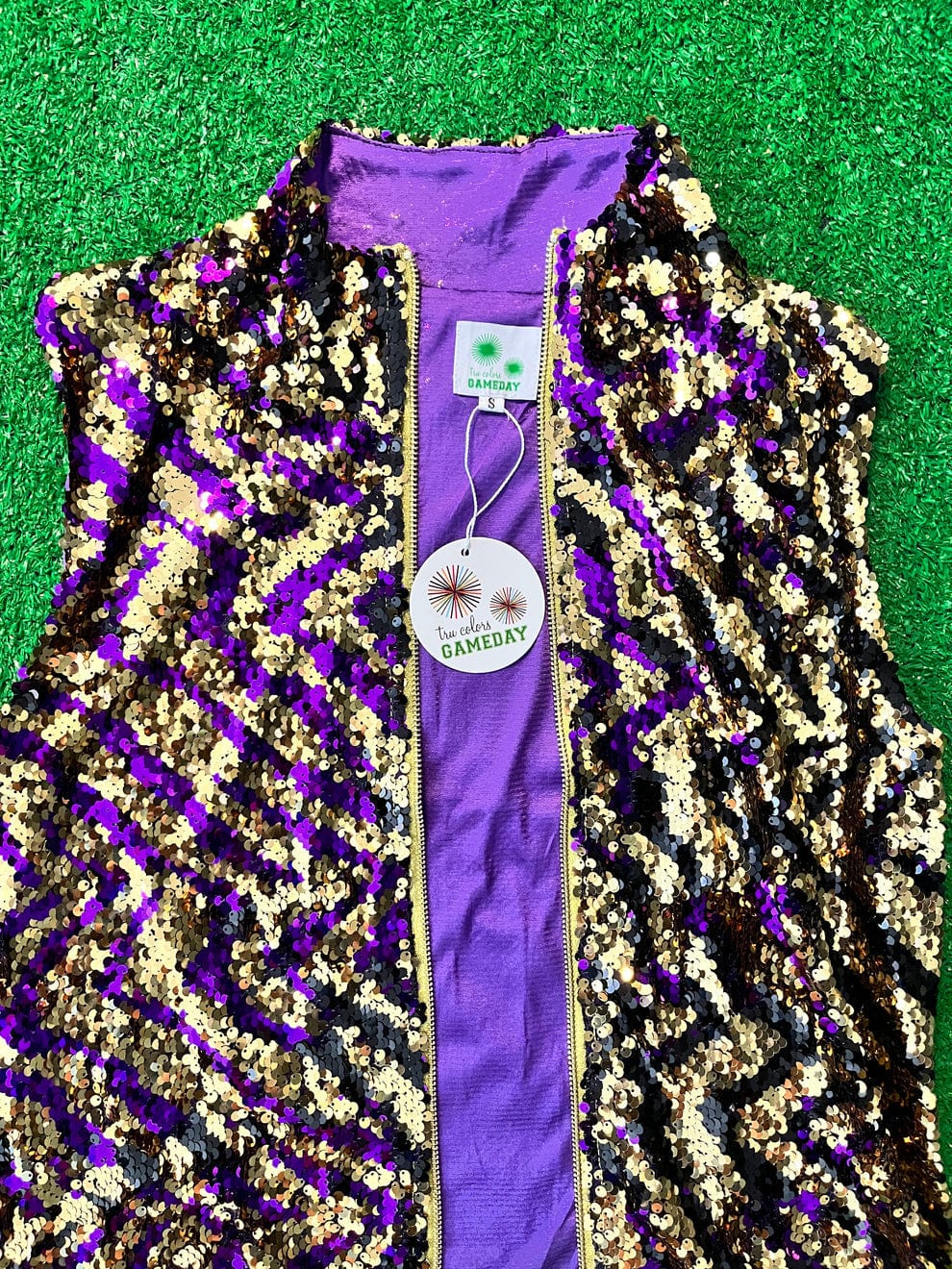 Tru Colors Gameday Apparel Tru Colors Gameday Apparel Tiger Stripe Brushover Sequin Vest - Little Miss Muffin Children & Home