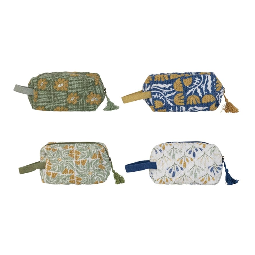 Creative Co-Op Quilted Cotton Flower Zipper Pouch 