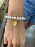Weisinger Designs Weisinger Designs Pearl Stretch Bracelet with Virgin Mary Medal - Little Miss Muffin Children & Home
