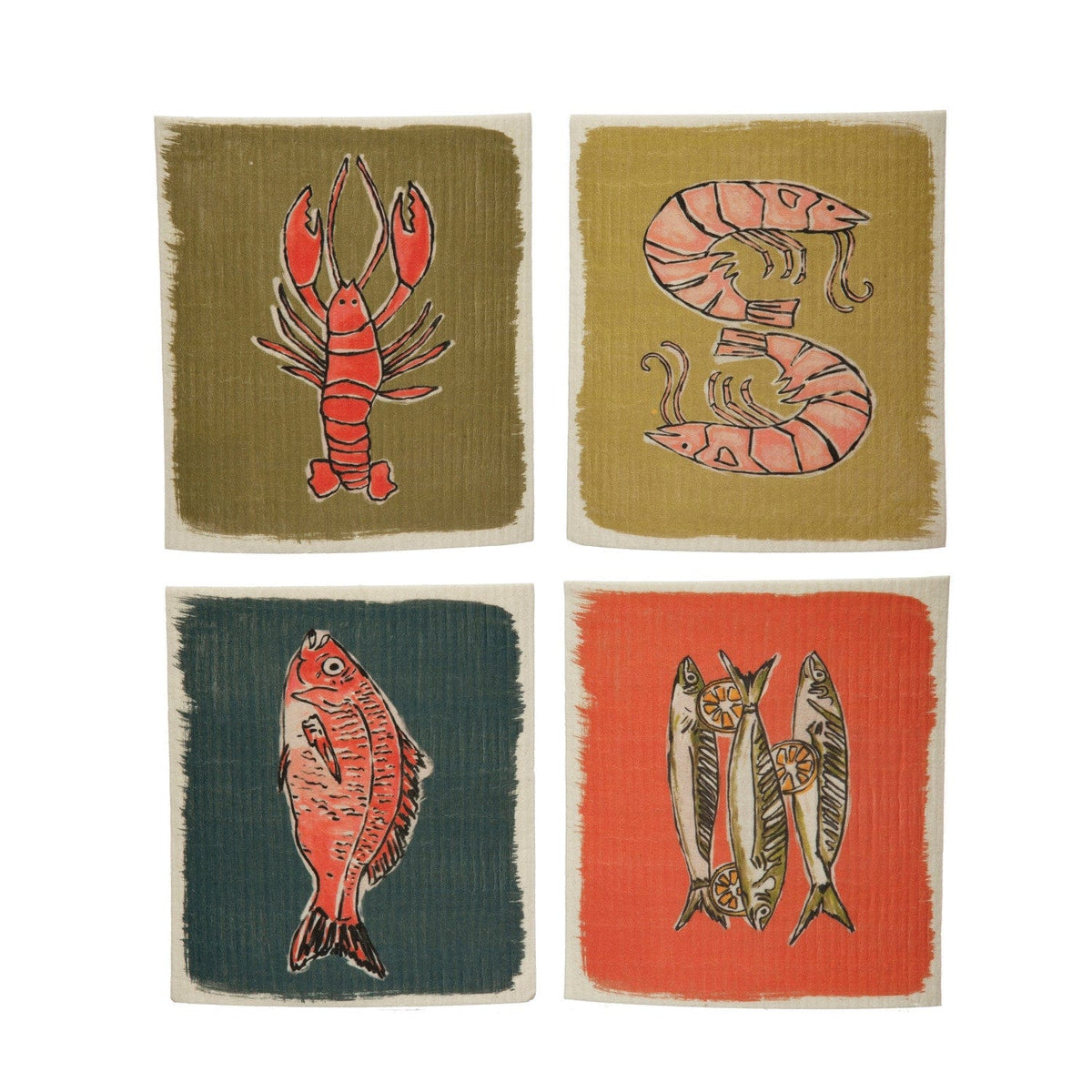 Creative Co-op Sea Life Reusable Cellulose Sponge Cloth