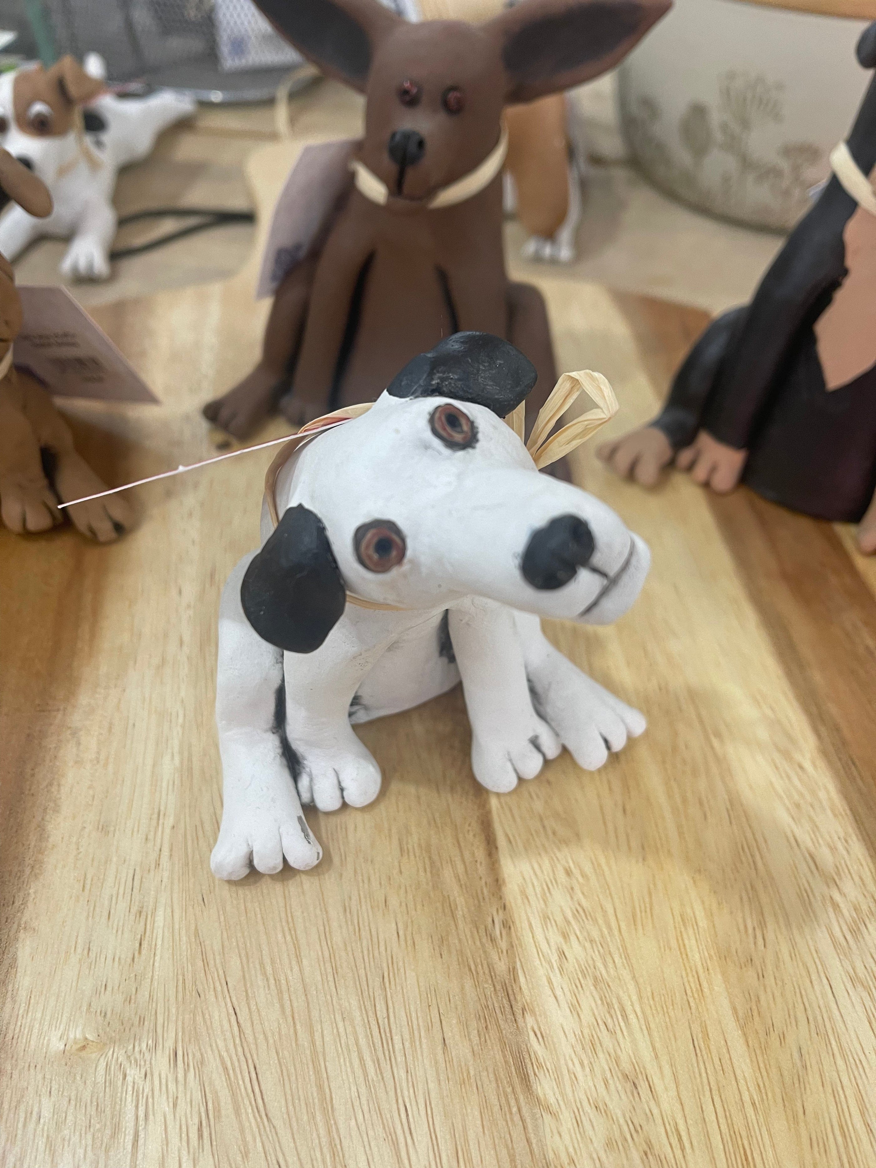 Chris Menconi Art Chris Menconi Art Sitting White Dog with Black Ears - Little Miss Muffin Children & Home