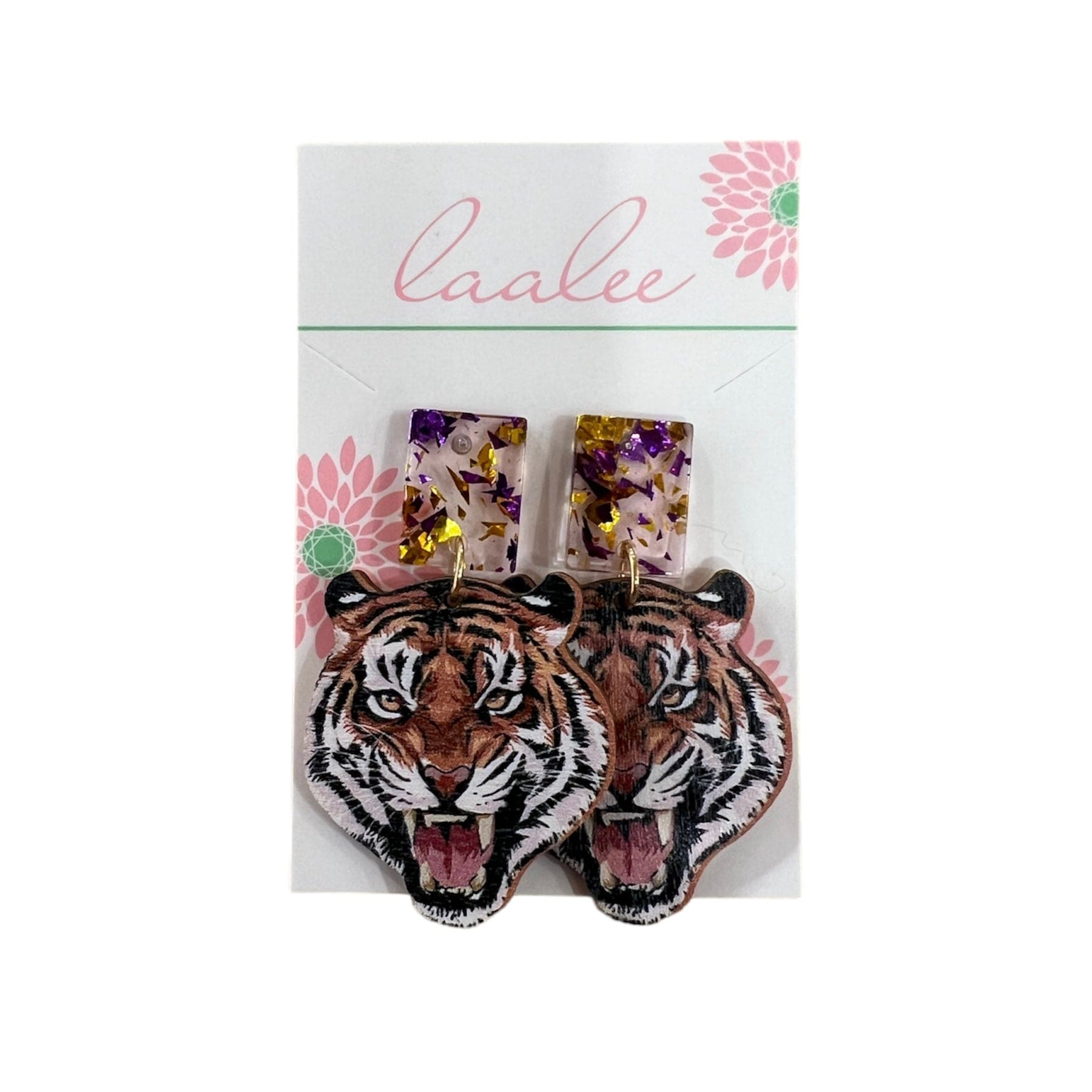 Laalee Jewelry Laalee Jewelry Gameday Purple & Gold Tiger Earrings - Little Miss Muffin Children & Home