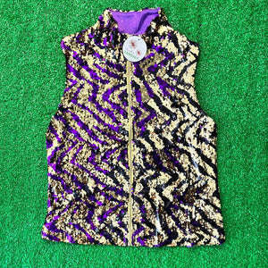 Tru Colors Gameday Apparel Tru Colors Gameday Apparel Tiger Stripe Brushover Sequin Vest - Little Miss Muffin Children & Home