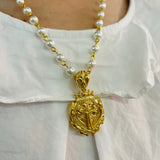 Weisinger Designs Weisinger Designs Pearl Rosary with Fleur de Lis Cross Pendant - Little Miss Muffin Children & Home