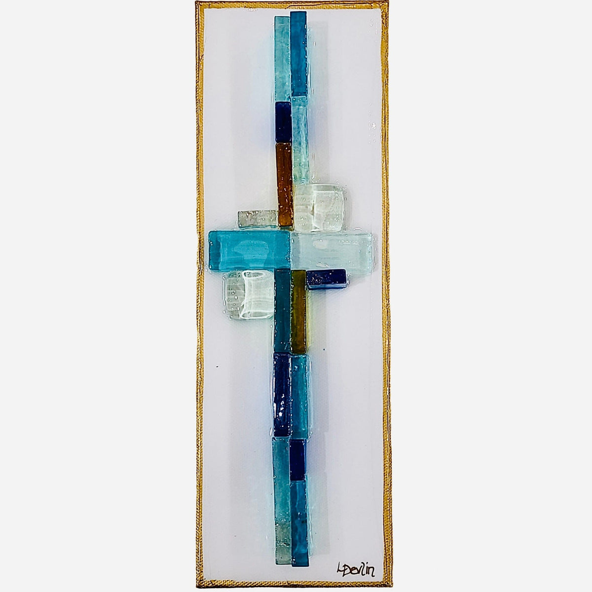 Lisa Devlin Designs Lisa Devlin Designs Cross Made From Glass On Canvas - Little Miss Muffin Children & Home