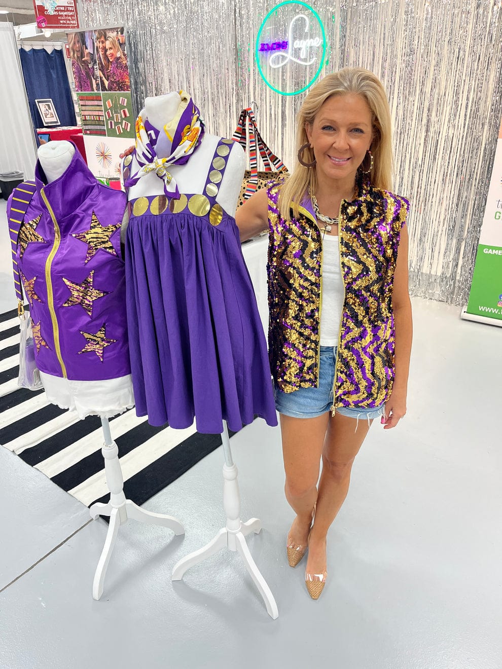 Tru Colors Gameday Apparel Tru Colors Gameday Apparel Tiger Stripe Brushover Sequin Vest - Little Miss Muffin Children & Home