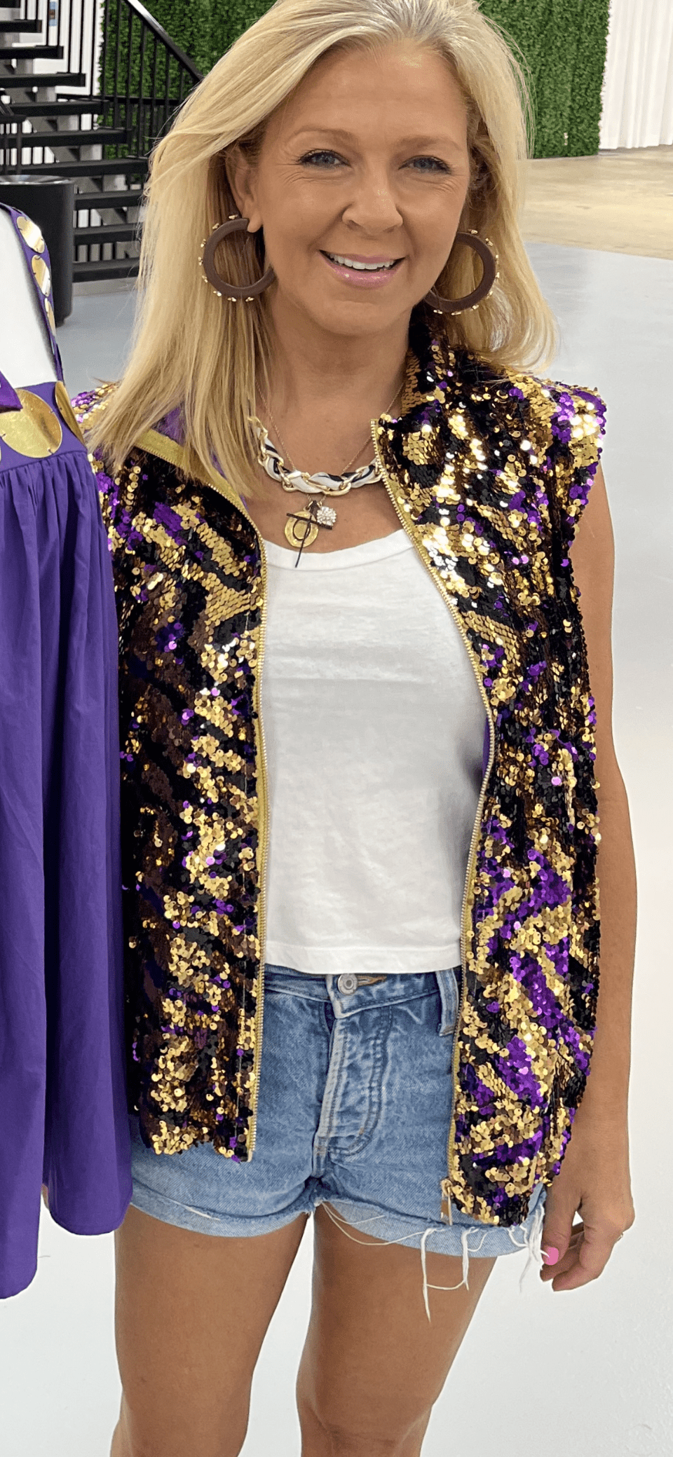 Tru Colors Gameday Apparel Tru Colors Gameday Apparel Tiger Stripe Brushover Sequin Vest - Little Miss Muffin Children & Home