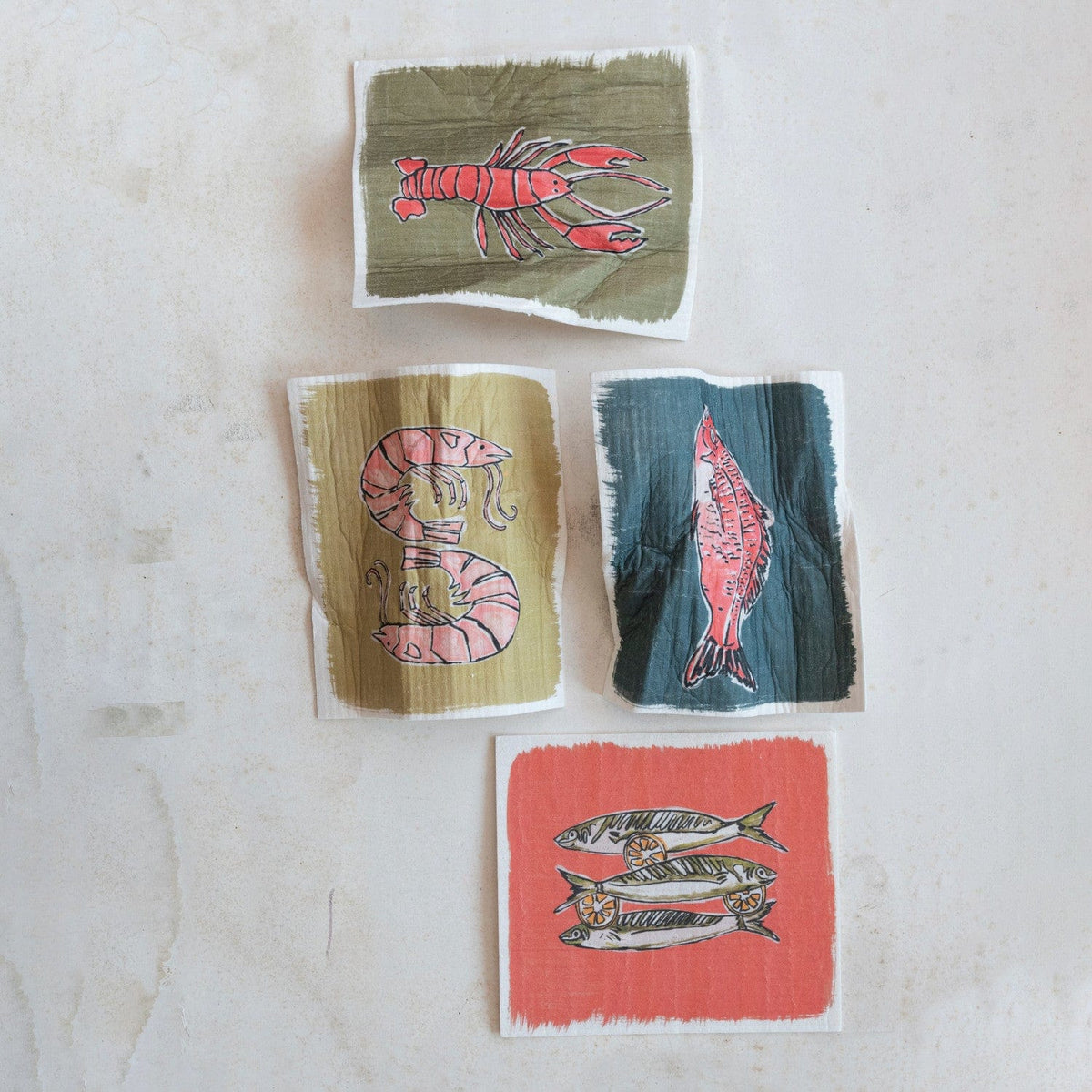 Creative Co-Op Creative Co-op Sea Life Reusable Cellulose Sponge Cloth - Little Miss Muffin Children & Home