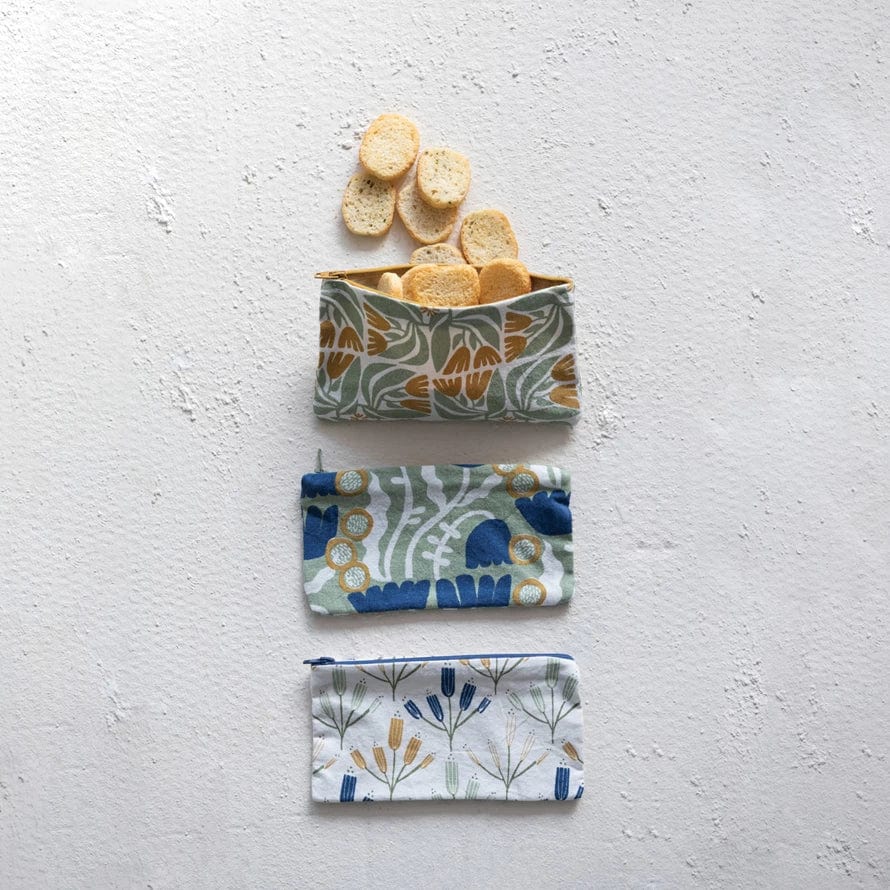 Creative Co-Op Reusable Flower Zip Food Pouch 