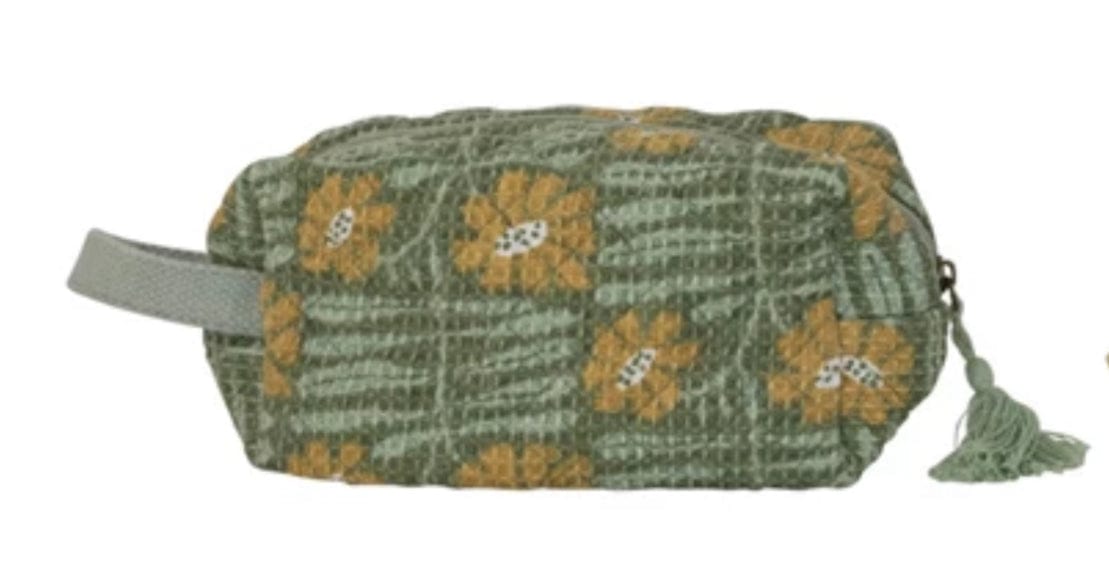 Creative Co-Op Creative Co-Op Quilted Cotton Flower Zipper Pouch - Little Miss Muffin Children & Home
