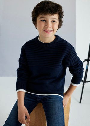 Mayoral Usa Inc Mayoral Jacquard Sweater in Navy for Boys - Little Miss Muffin Children & Home