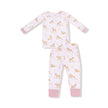 kids two piece pink pajamas with deer