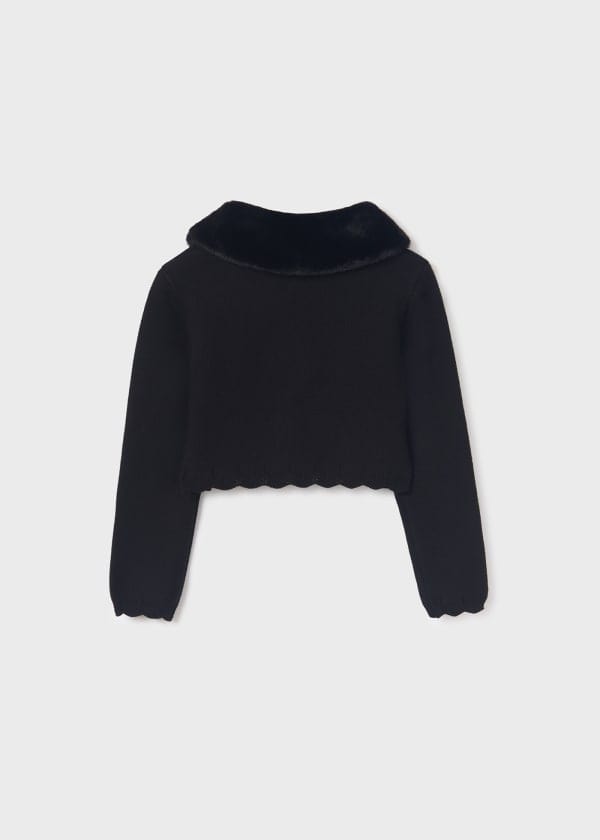 Abel & Lula Abel & Lula Faux Fur Collar Cardigan - Little Miss Muffin Children & Home