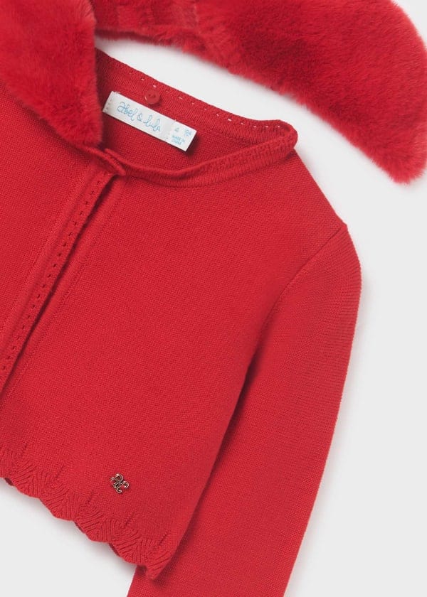 Abel & Lula Abel & Lula Faux Fur Collar Cardigan - Little Miss Muffin Children & Home