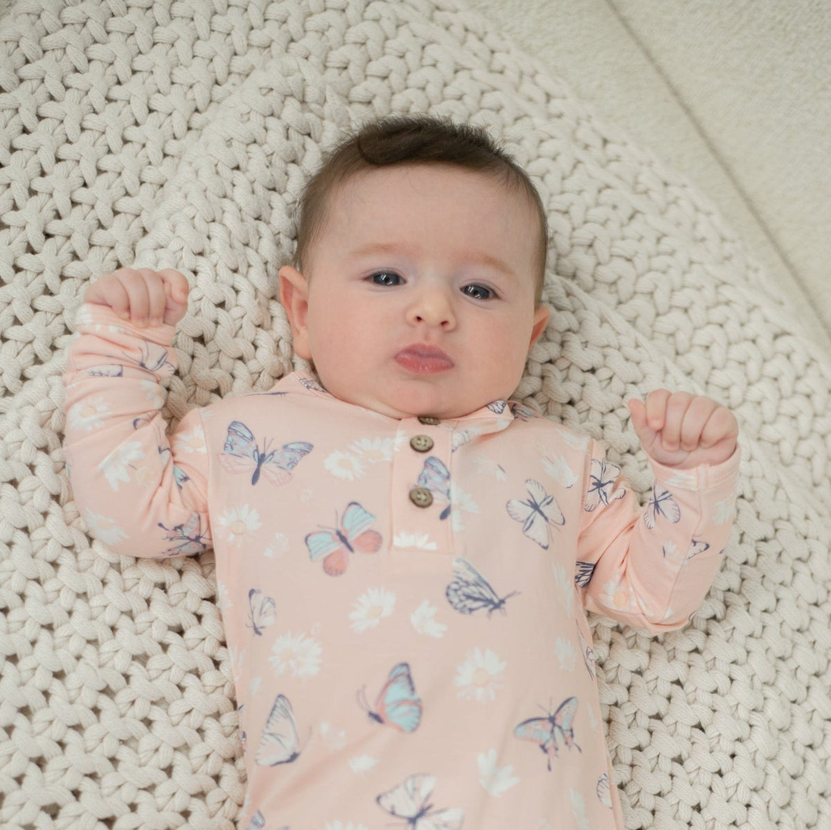 Sweet Bamboo Sweet Bamboo Knotted Gown Butterfly Daisy Pink - Little Miss Muffin Children & Home